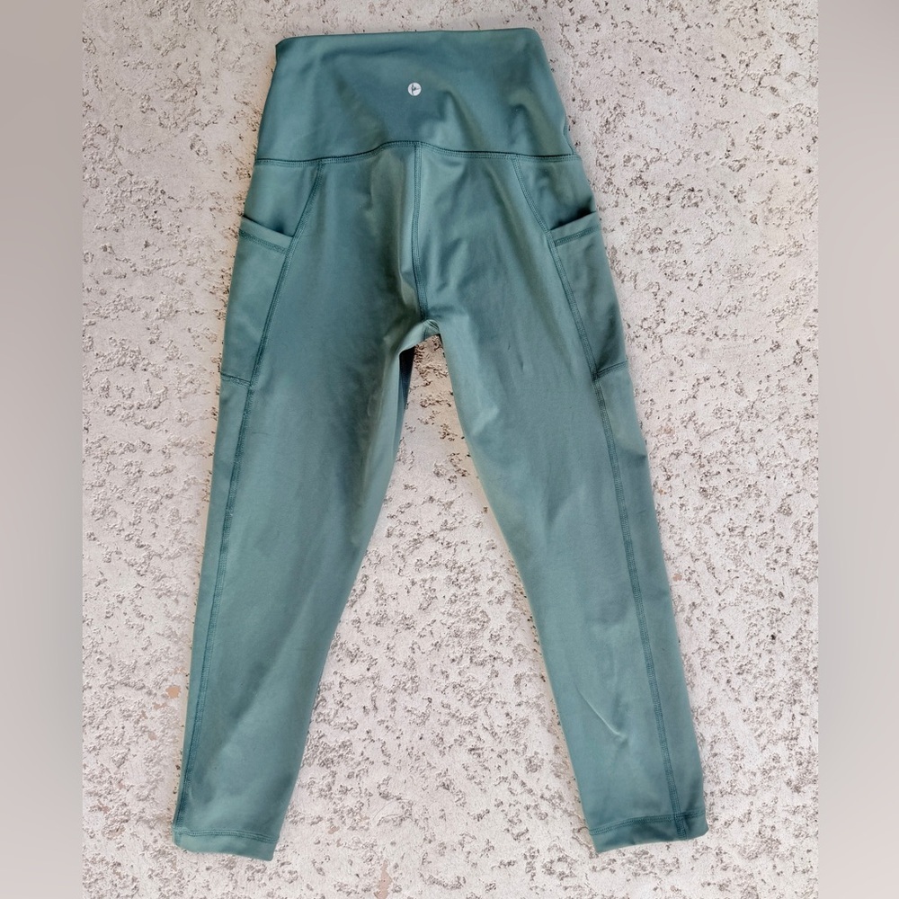 90° Womens Leggings Size Small S Green Pockets Crop Cropped Fitness Gym Run Yoga